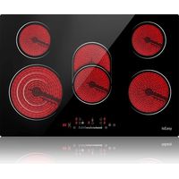 Iseasy – Plaque vitrocéramique 5 feux 8600W – 77cm encastrable – Tactile avec minuterie – Zones de cuisson à induction