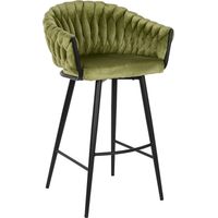Chaise de bar vert élégant en polyester et métal - Vert olive