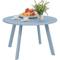 Kleiner runder Couchtisch/Beistelltisch mit rutschfesten Füßen, Metallgestell, für den Garten, Ø 70 x 42 cm, blau