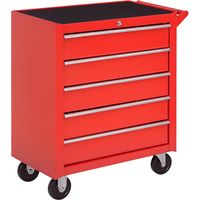 Servante d'atelier en Acier, Chariot à Outils sur roulettes, 5 tiroirs, résistante aux Rayures, Caisse à Outils pour Atelier, verrouillable 2 clés, Rouge