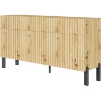 Selsey Telire – Sideboard 3 ante con tre cassetti e frontale a doghe, 154 cm – Rovere Artisan