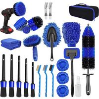 Kit Nettoyage Voiture, 26 Pcs Kit de Brosse Nettoyage Voiture pour l'intérieur et l'extérieur, Kit de Lavage de Voiture Inclure Brosses, Sac de Transport Pratique Inclus