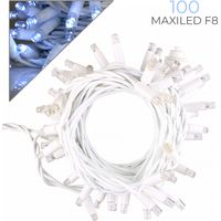 CATENA LUMINOSA PROFESSIONALE 100 MAXI-LED F8 CAVO BIANCO LUCE BIANCA INTERMITTENTE - PERFETTA PER DECORAZIONI INTERNE ED ESTERNE