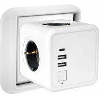 pair Multipresa da parete Cube con 4 prese e 3 multiprese USB, multipresa USB 7 in 1 con interruttore per casa e ufficio