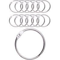 12 Anneaux de Rideaux Douche avec Crochet en Métal – Anneau Circulaire ouvrable de 50 mm pour Rideaux, Salle de Bain, Maison, Classeurs – Couleur Métallique