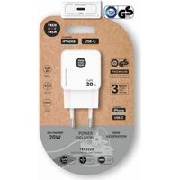 TECH CARGADOR ULTRARAPIDO GaN20W USB-C SIN CABLE BLANCO=TEC2220