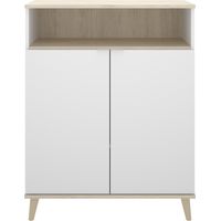 Mobile cucina 80x40x102 cm bianco opaco e rovere naturale con due ante - Gubbio