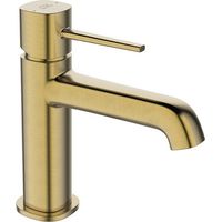 Batteria lavabo da appoggio con tappo click-clack – design moderno, finitura oro spazzolato