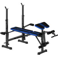 Banco de Musculación con Respaldo Ajustable y Soporte para Barras Regulable para Entrenamiento en Casa Gimnasio Negro