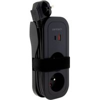 Bloc Nómada 2x16A USB A + C 34A 3G1 1.6m Negro - Zenitech