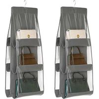 2 Pcs Rangement Sacs à Main Organisateur de Sacs Pliable Sac de Rangement Suspendu pour Sacs à Main (Gris)