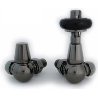 West Eton Traditional Corner Manual Radiator Valve and Lockshield - Black Nickel