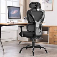 Chaise de Bureau Ergonomique, Fauteuil pivotant avec Appui-lordose réglable & accoudoirs, Chaise Ergonomique avec Appui, tête, Fauteuil de Bureau en Mesh, Noir-F Felixking