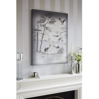 Toile Laura Ashley Grues Animalia Broderie 80 x 60cm Gris
