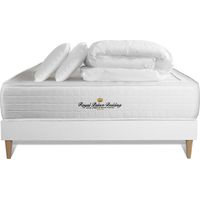 Komplettpaket Bett - Matratze 140x190 cm + Boxspringbett mit Lattenrost (im Set) + 2 Kopfkissen + Bettdecke - Windsor