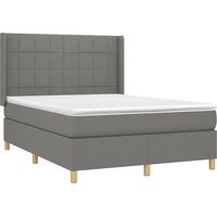 Cama box spring colchón y luces LED tela gris oscuro 140x200 cm vidaXL