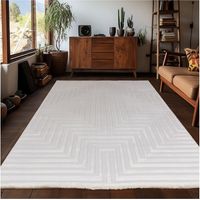 Tapis effet 3D graphique design rectangle Cernan Crème 140x200
