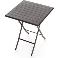 Tavolino Pieghevole da Giardino 62x62x73 cm in Ferro Taddei Plastik Wood Marrone Scuro