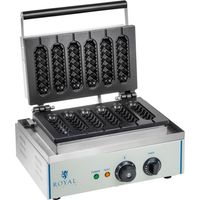 Royal Catering – Gaufrier professionnel en acier inoxydable – Plaques en aluminium TEFLON – Puissance 1550W – Minuterie 15 min – Gaufres cylindriques 14x4cm