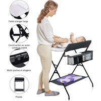 Aqrau Table de soins des couches pour bébés Table de soins des couches pour bébés portable pliable (blanc cassé) 80 63 103cm