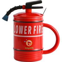 Tasse a Cafe Extincteur, Mug Cafe Personnalisé,Tasse Personnalisable, Mug avec Couvercle et Cuillère,Tassen à thé 3D,Cadeaux Originaux pour Hommes Femmes Papa Epouses Enfants Pompiers (Rouge)