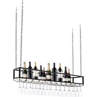 Soporte para copas de vino, adorno retro invertido, colgador de techo, botellero, decoración de techo, estante para bodega (negro)