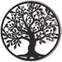 Arbre De Vie En Mtal Dcoration Murale Silhouette Art Pour Cadeau Intrieur Cadeau Extrieur Jardin Maison Dcoration (Noir, 40x40cm)