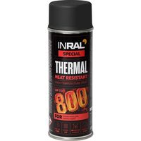 Peinture haute température INRAL Thermal 800 °C – émail silicone noir mat, séchage rapide, protection poêle & radiateur – 400 ml
