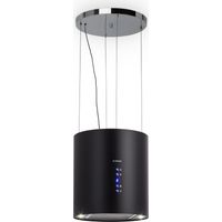 Klarstein Hotte Aspirante Ilot Central de Cuisine Silencieuse et Design, Débit d'air 558m³/h, Minuteur, 3 Modes, Hotte Aspirante Suspendue Sans Evacuation et Filtres à Charbon Actif, Hotte à Recyclage