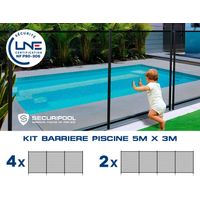 Kit barrière souple démontable SECURIPOOL NOIR piscine 5m x 3m NF P90-306