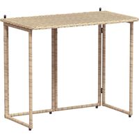 vidaXL Folding Garden Table Beige 90x51x75 cm Poly Rattan