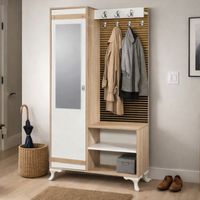 Dmora - Eingangsmöbel Dpontiss, Moderner Eingang, Wandgarderobe, Multifunktions-Aufbewahrungskonsole, 100x36h190 cm, Eiche