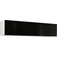 Mobile TV Sospeso Mobile da Soggiorno Moderno Porta TV Salotto 1 anta 160x30x29cm Modello Krista H-160 Bianco e Nero Finitura Lucida