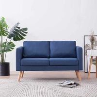 Canapé à 2 places, Canapé droit, Canapé relax Moderne pour salon Chambre Tissu Bleu MJU1141