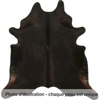Peau de bovidé naturelle teintée brun et noir - Noir