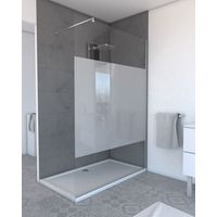 Set Parete Doccia Satinata 120x200 cm + Barra di Fissaggio Estensibile - Vetro 8 mm - Finitura Cromo