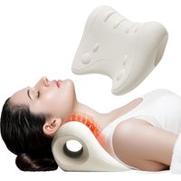 Neck & Shoulder Relaxer Pillow, White Cervical Neck Stretcher for Spine Alignment, TMJ and Tension Relief Support