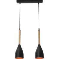 Lampada sospensione Muza Luminex nera oro legno 2xE27