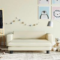 Canapé-Sofa avec repose-pied pour enfants crème 100x50x30 cm