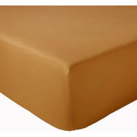 Drap housse 100 % coton 57 fils Marron Clair 80x200 cm