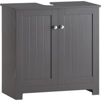 Sobuy – Meuble sous vasque simple BZR18DG – 2 étages, 2 portes – Dimensions L60cm x P29cm x H60cm – Bois MDF laqué gris foncé