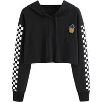Hauts courts pour enfants, sweats à capuche pour filles, jolis sweats à carreaux à manches longues, vêtements tendance