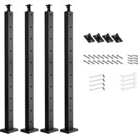Mophorn Set di ringhiere 4 pezzi per recinzione da balcone 914x108x68 mm, ideale per giardini, balconi e ponti, realizzato in acciaio inox. Kit di pali per balaustrata da terrazza, colore nero.