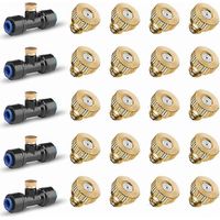 20 Pack Brass Misting Nozzles with 5 Tees for Outdoor Cooling