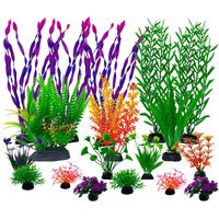 Décorations pour aquarium - Plantes décoratives - Décorations artificielles pour aquarium - Ensemble de plantes artificielles - Plantes artificielles pour aquarium - 18 pièces - Plantes décoratives po