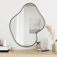 Vidaxl – Miroir mural noir 60x50 cm – Verre clair – Cadre PVC durable – Design minimaliste pour espaces réduits