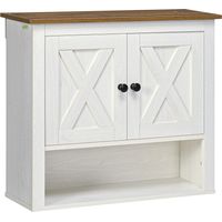 Armario de Pared para Baño Mueble de Baño Colgar con 2 Puertas y Estantes de Almacenamiento 60x19,5x52,5 cm Blanco