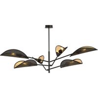 Lampadario 6 Luci Eridano In Acciao Nero E Oro Con Bracci Mobili
