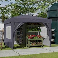 BIRCHTREE Pop Up Gazebo 3X3M with 4 Sides Garden Awning Canopy Party Tent Marquee Outdoor Grey