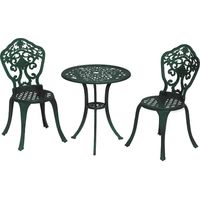 Ensemble bistrot pour jardin en aluminium salon de jardin 3 pièces Mobilier de jardin Vert Aluminium 39x52x88 cm